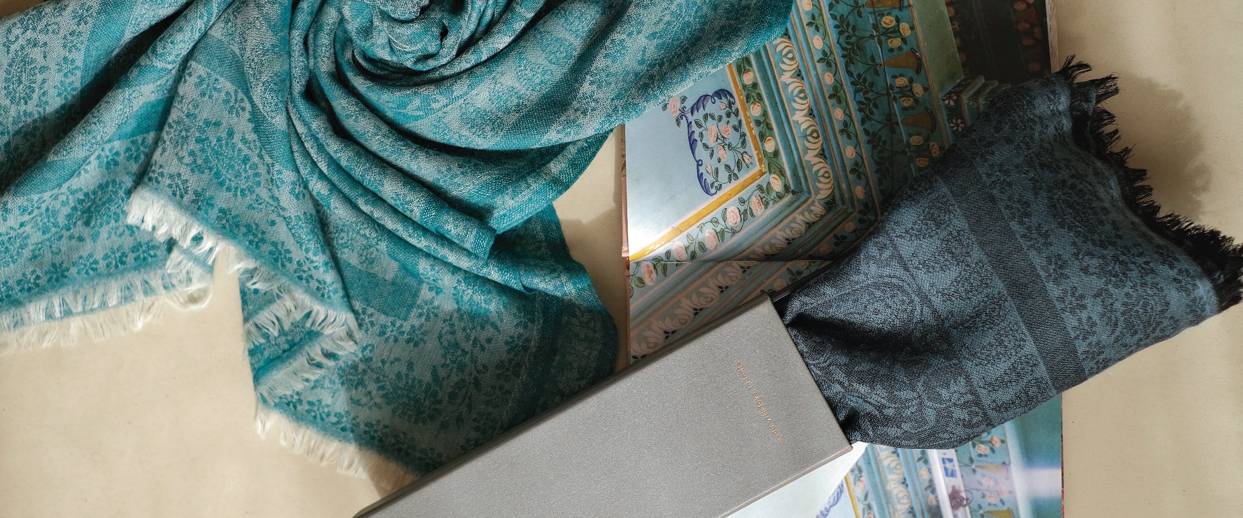Baroque Bloom Stole | Cotton Jacquard | Fine Cotton Stole | The