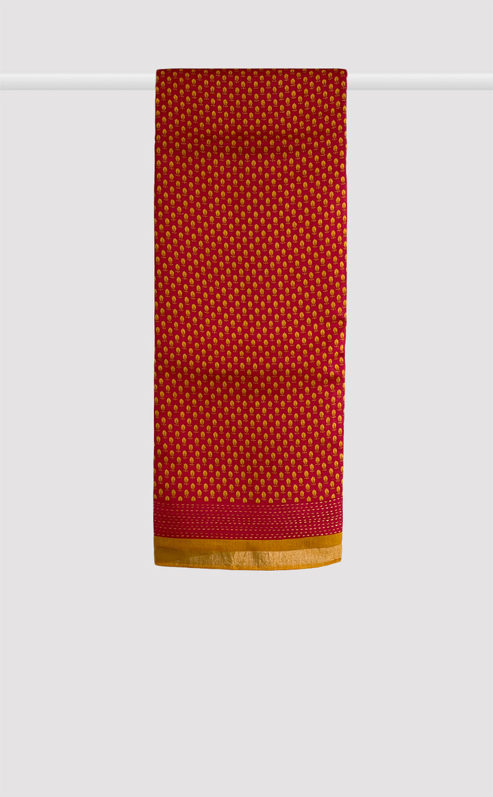 Tussar Kantha Red Booti Saree