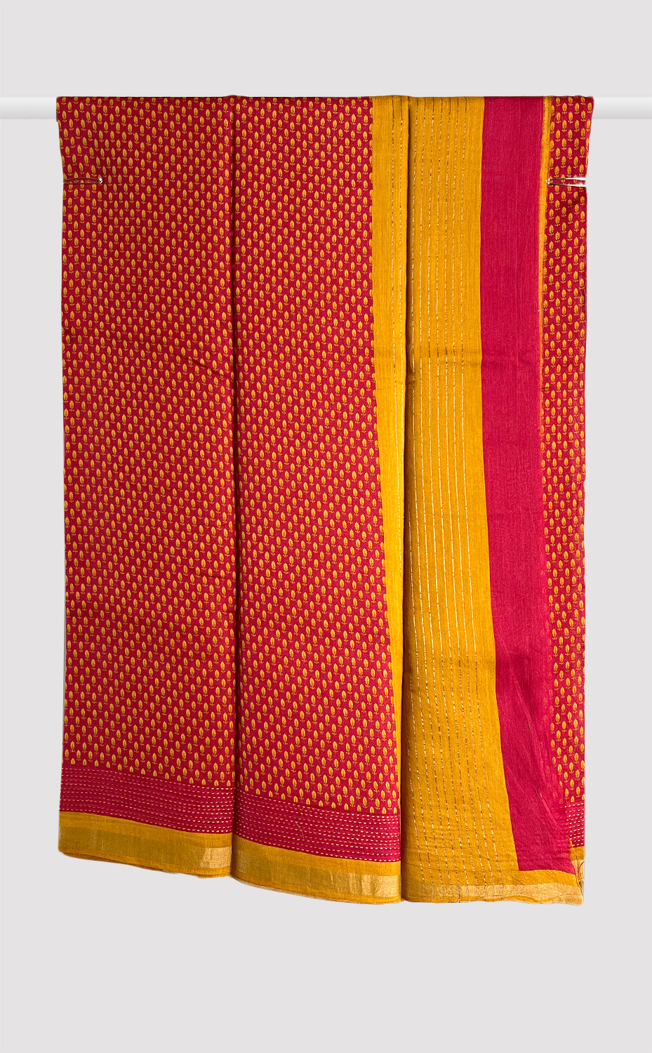 Tussar Kantha Red Booti Saree
