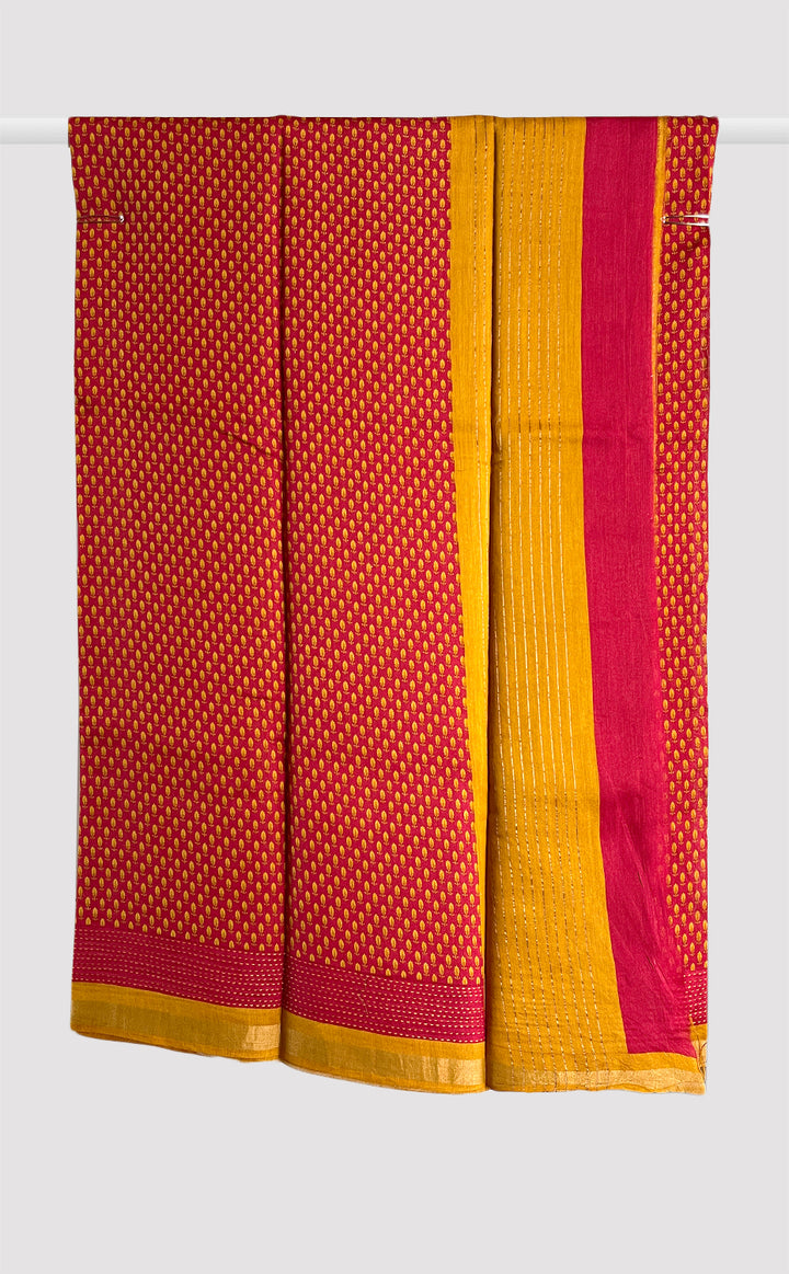 Tussar Kantha Red Booti Saree