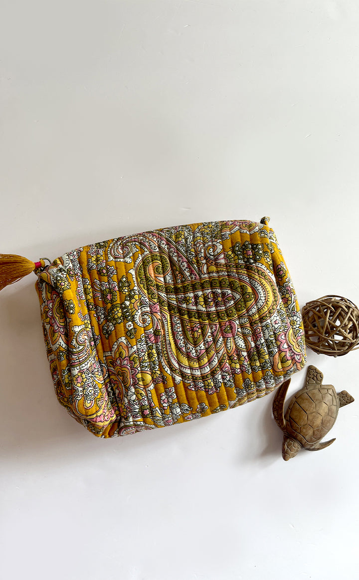 Ochre Paisley Pouch - Set of 3