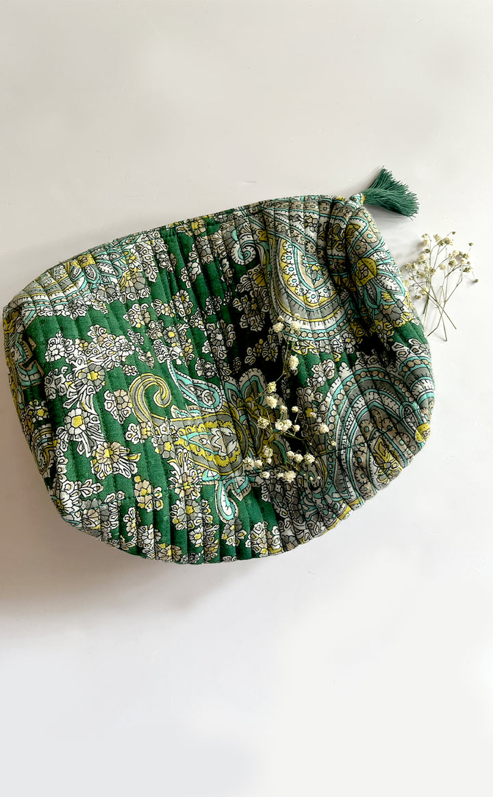 Emerald Paisley Pouch - Set of 3