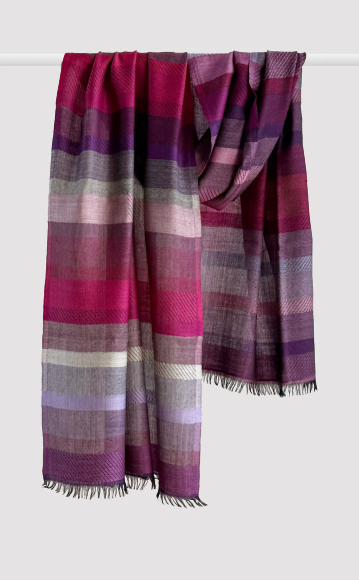 Berry Stripes Merino Stole