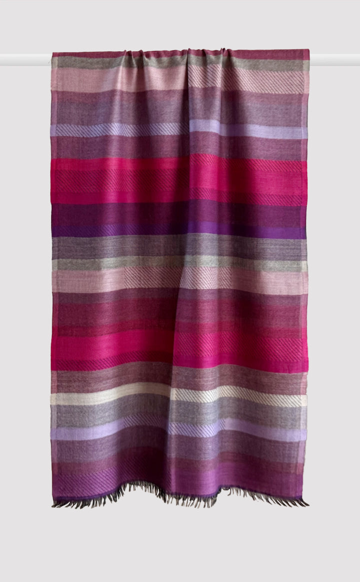 Berry Stripes Merino Stole