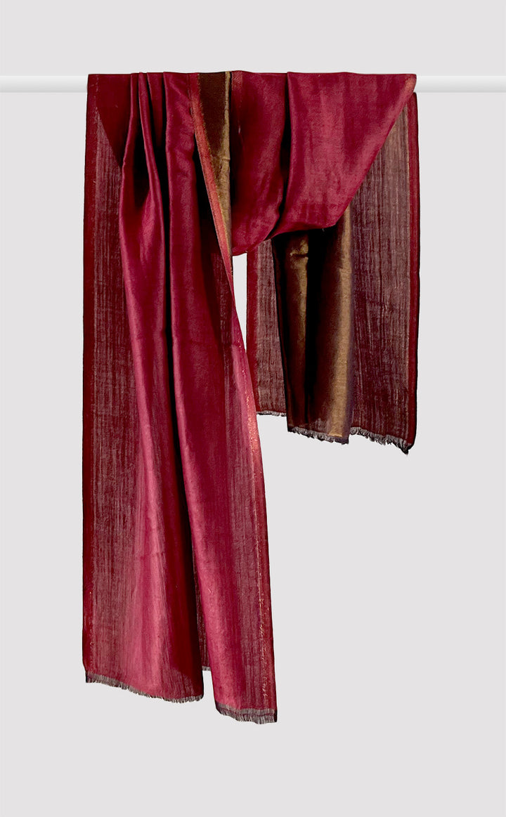 Zari Reversible Stole - Crimson