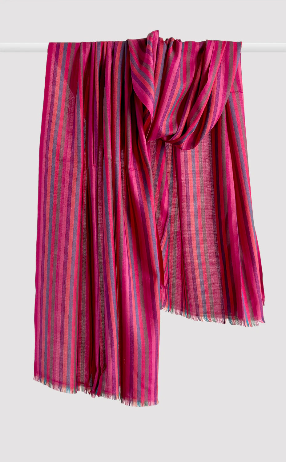 Raspberry Stripe Wool Wrap
