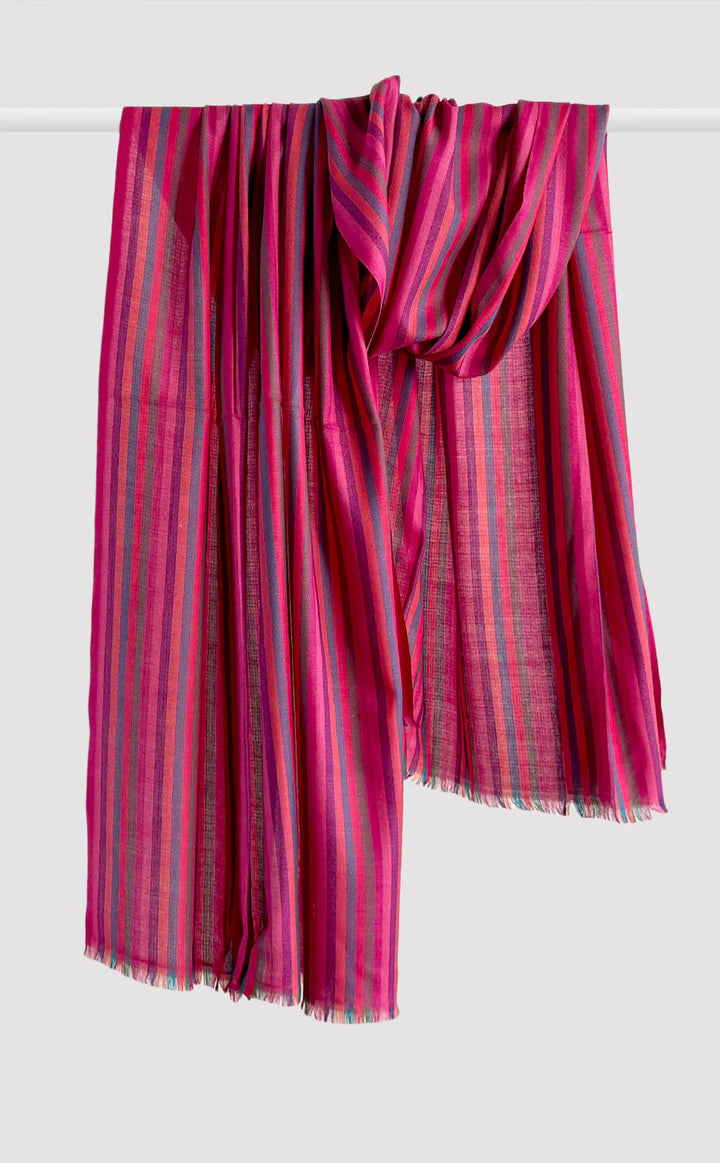 Raspberry Stripe Wool Wrap