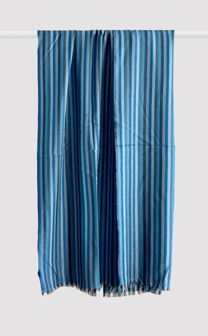 Indigo Stripe Wool Wrap