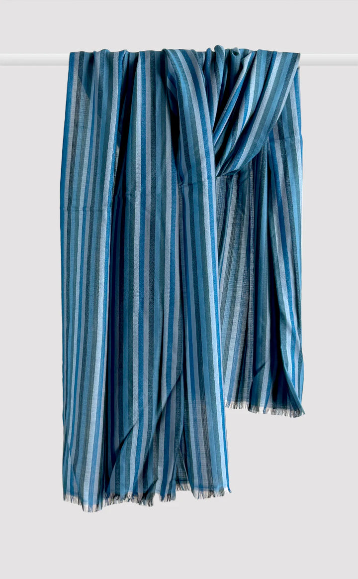 Indigo Stripe Wool Wrap