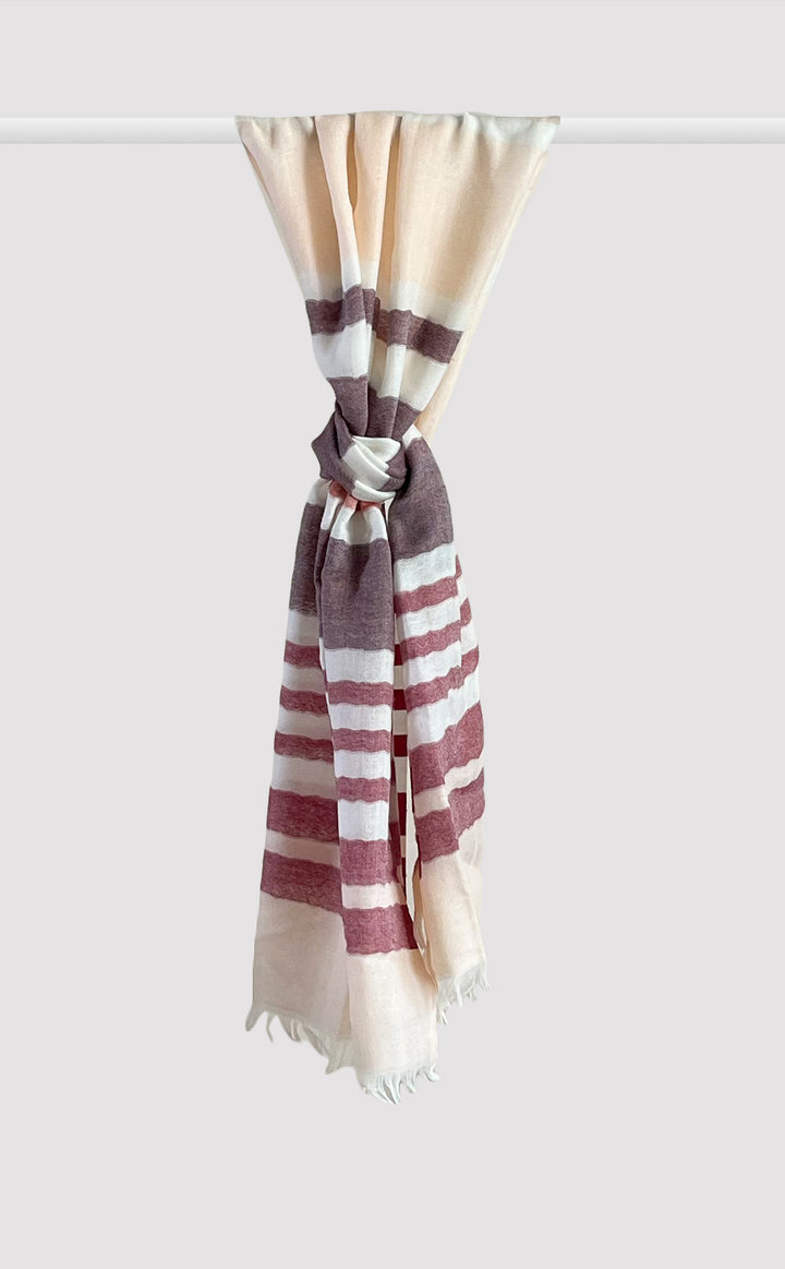 Maroon Striped Merino Muffler