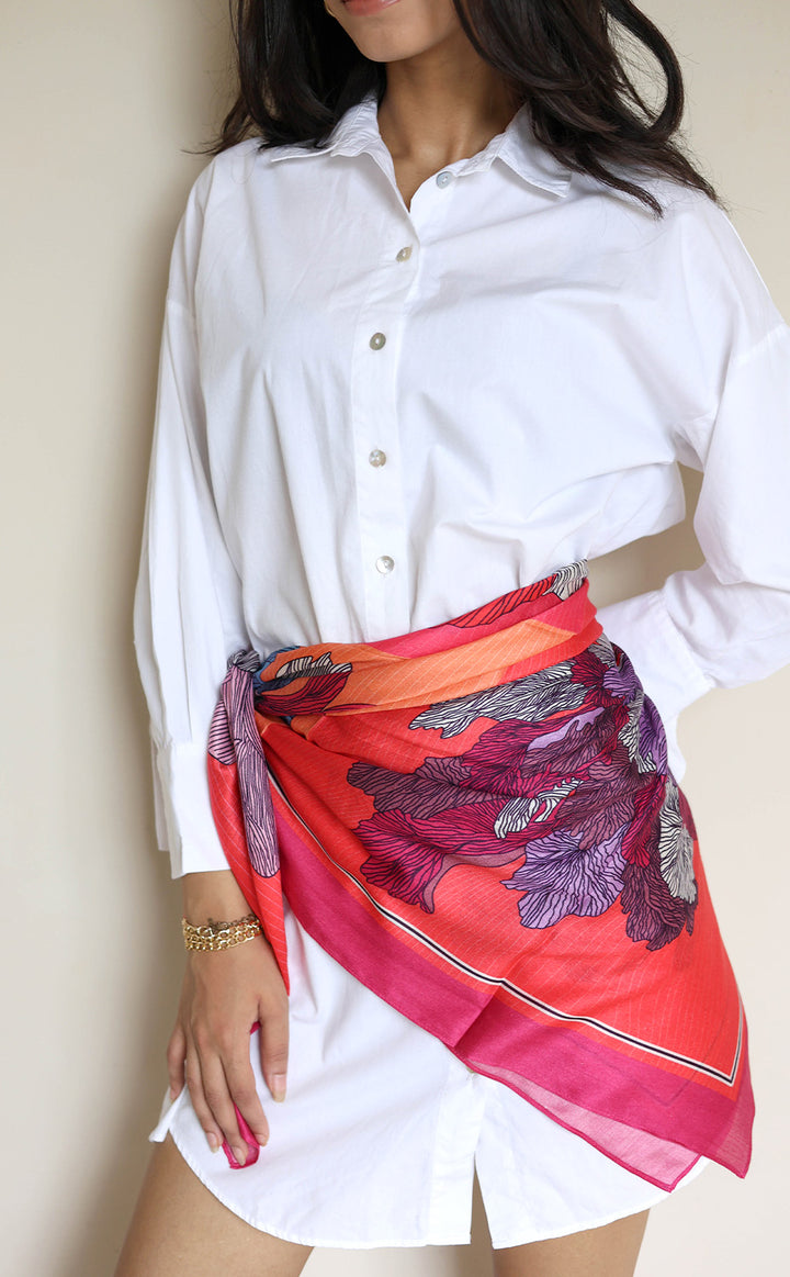 Fuchsia Bloom Silk Scarf
