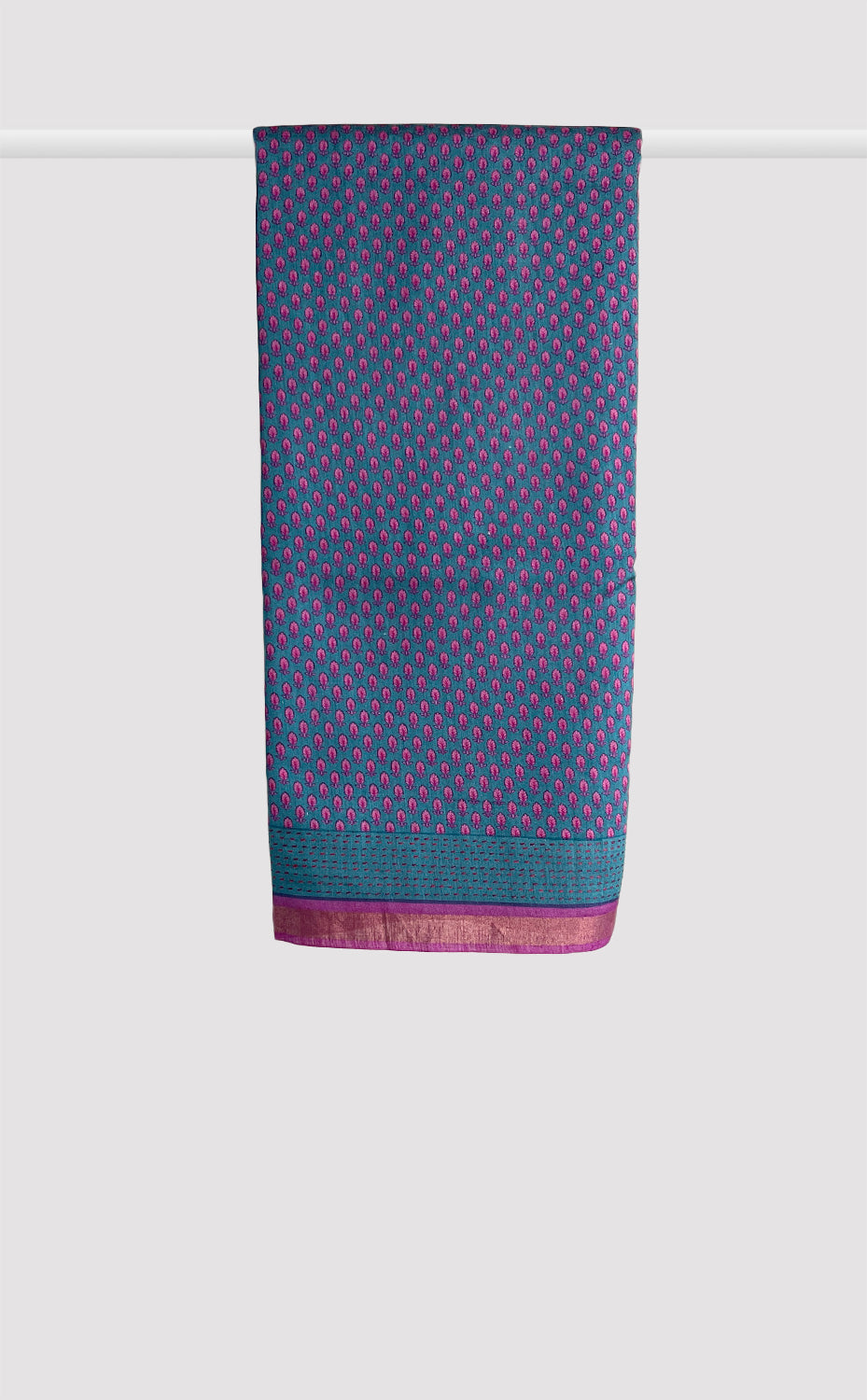 Tussar Kantha Purple Flourish Saree