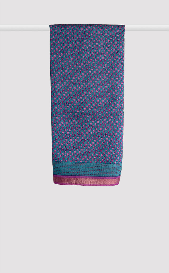 Tussar Kantha Purple Flourish Saree