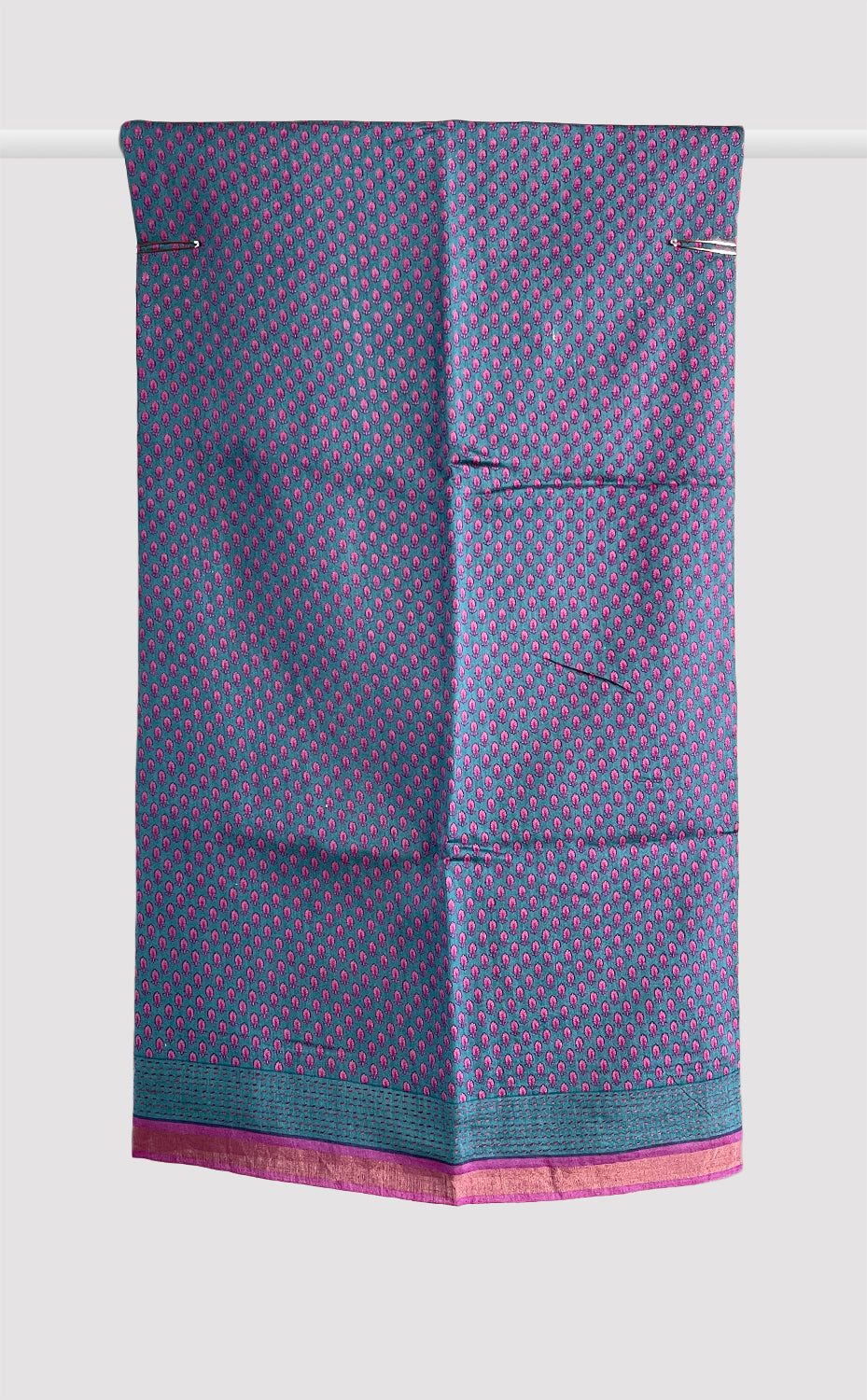 Tussar Kantha Purple Flourish Saree