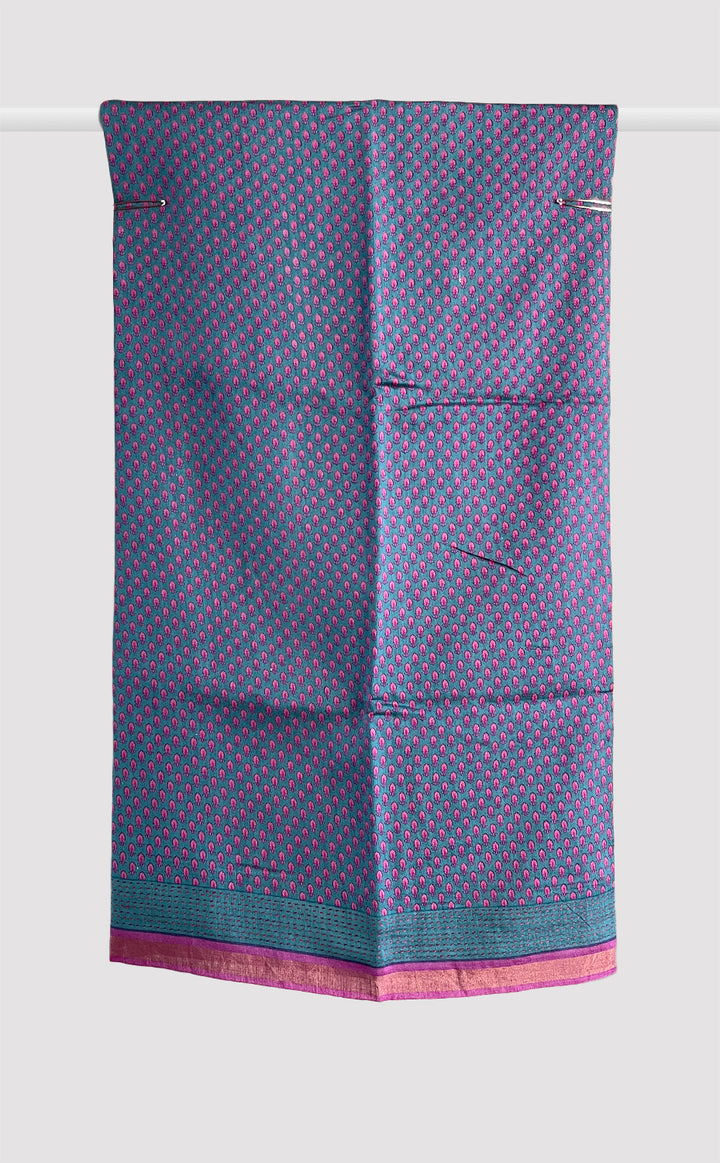 Tussar Kantha Purple Flourish Saree