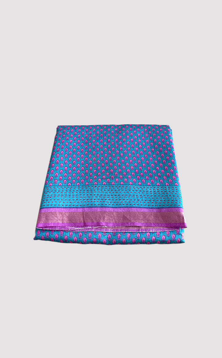 Tussar Kantha Purple Flourish Saree