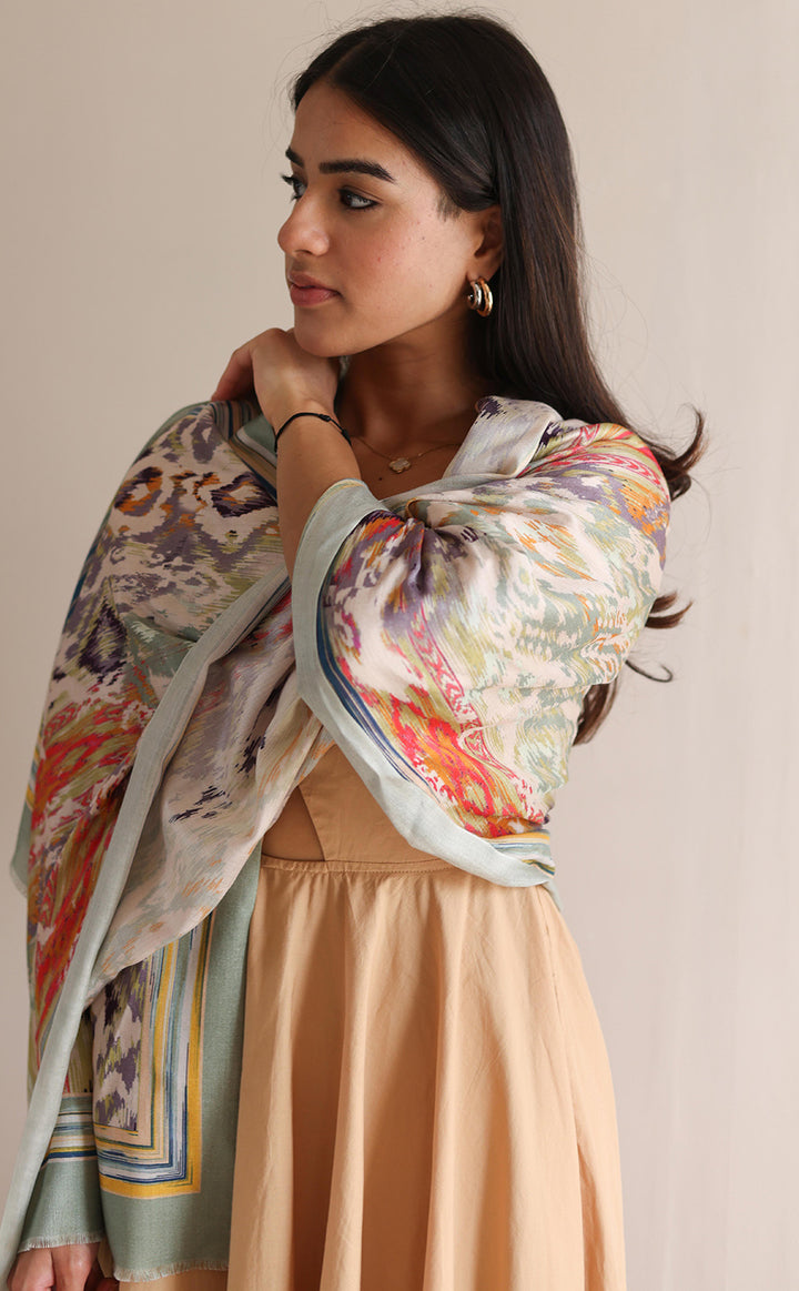 Dreamscape Ikat Silk Stole