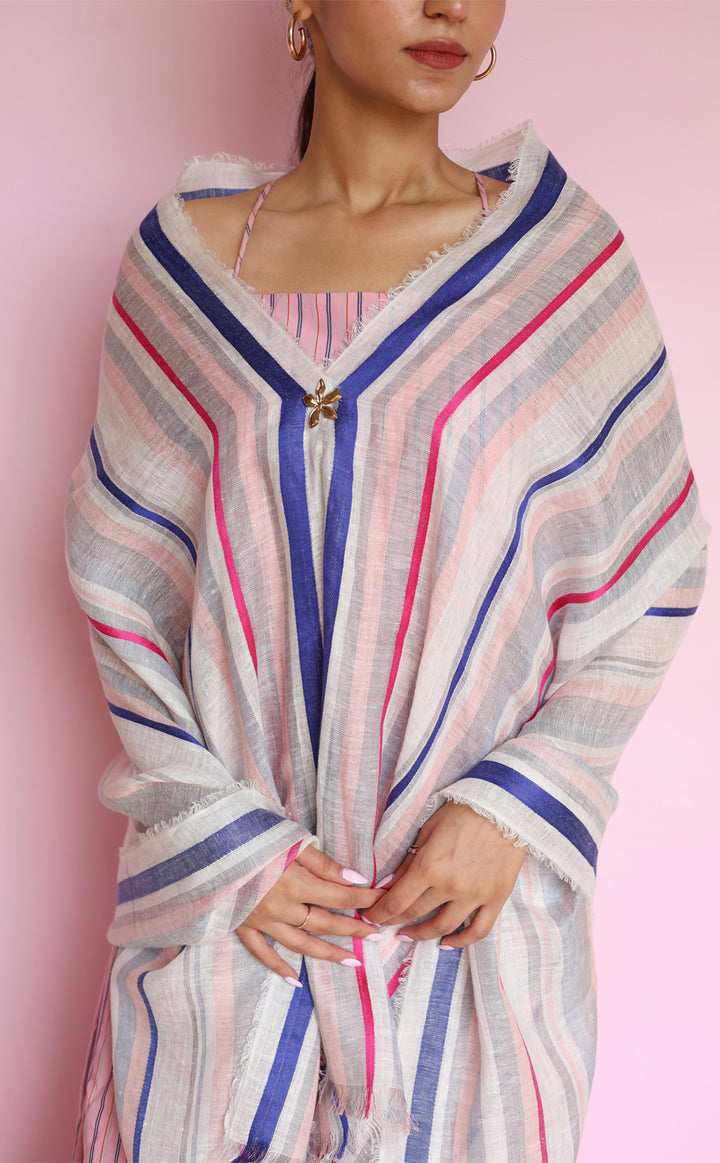 Iris Stripe Linen Silk Stole