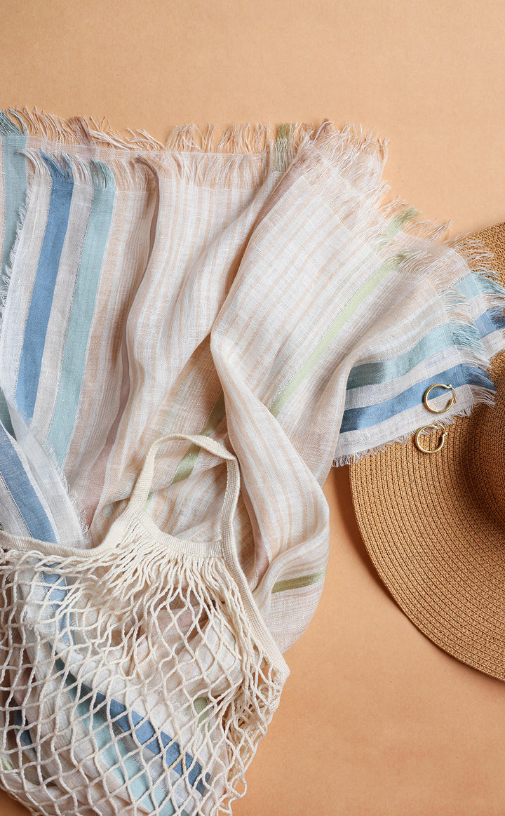 Airy Stripe Linen Silk Stole