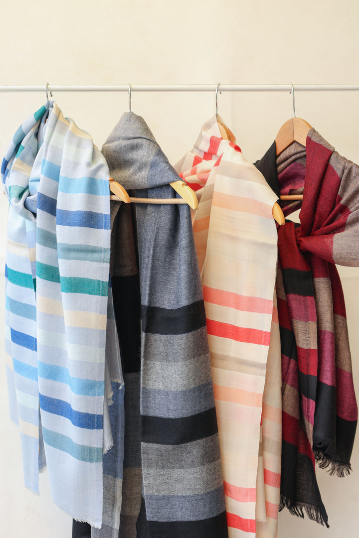 Ocean Merino Stripe Shawl