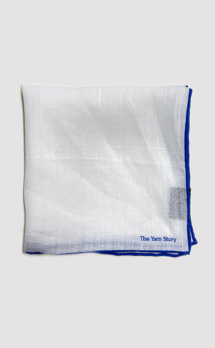 Blue Border Linen Pocket Square