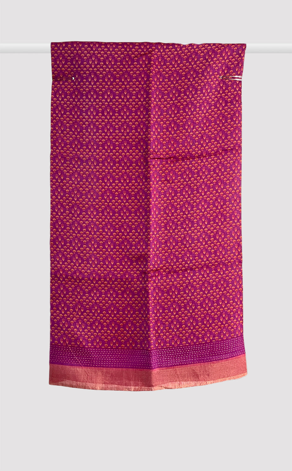 Tussar Kantha Magenta Damask Saree