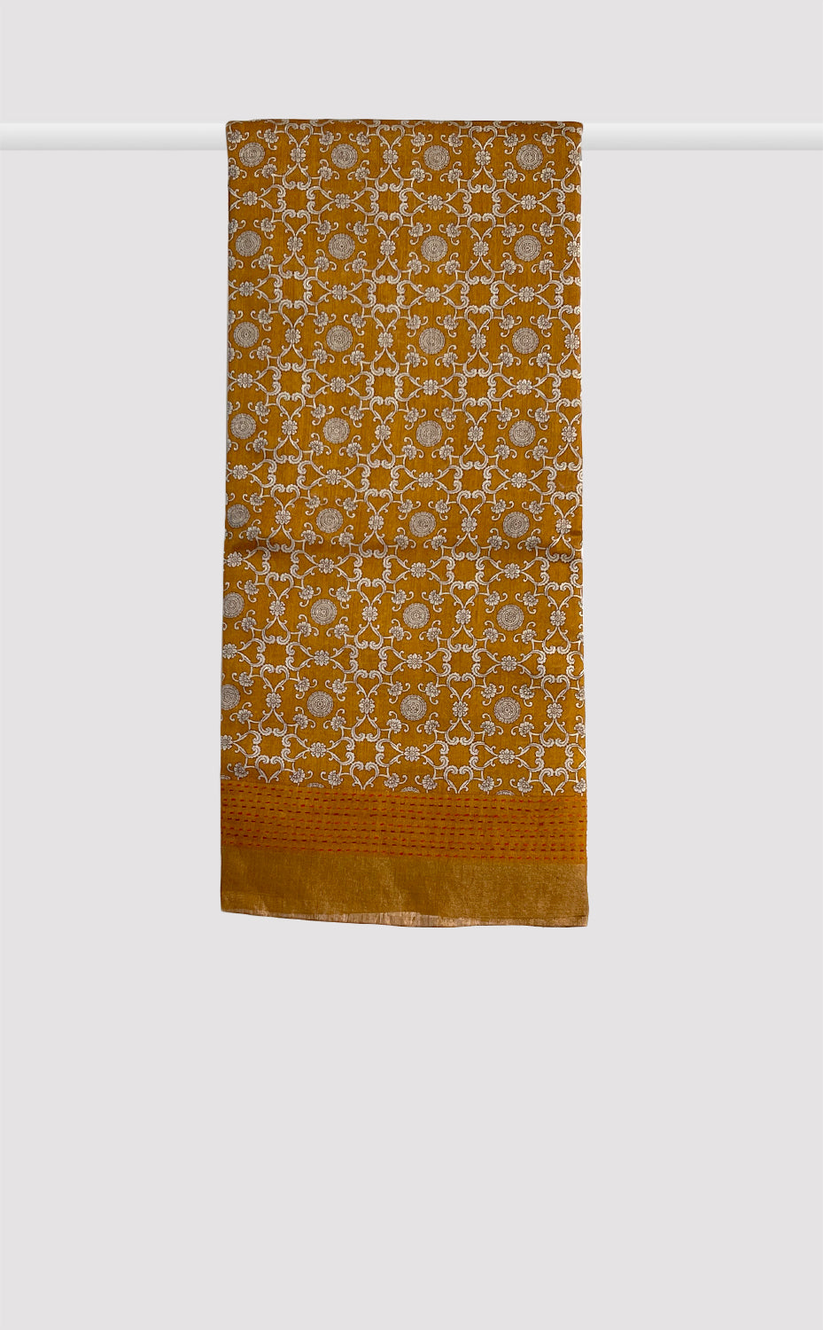Tussar Kantha Golden Swirl Saree