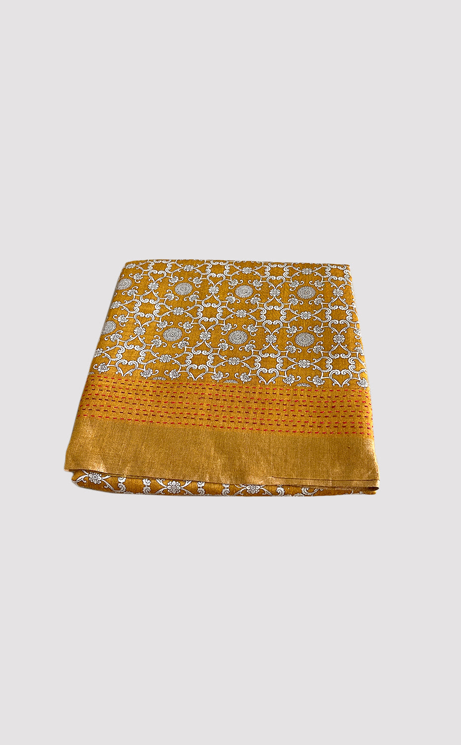 Tussar Kantha Golden Swirl Saree