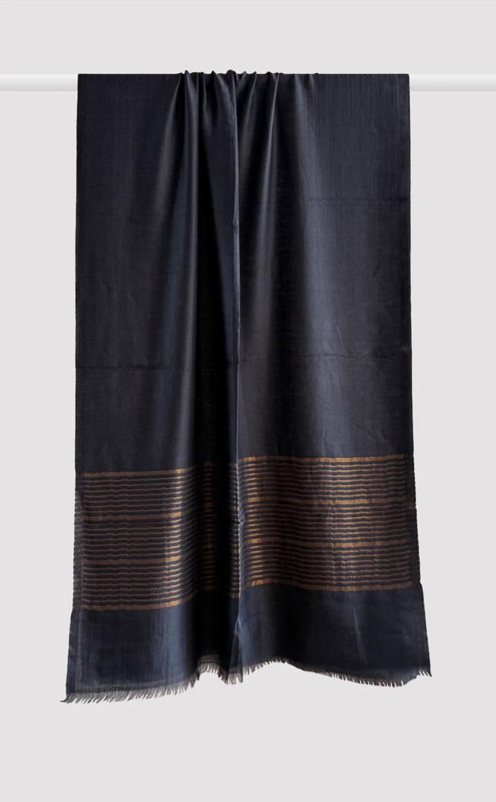 Black Zari Stripe Stole