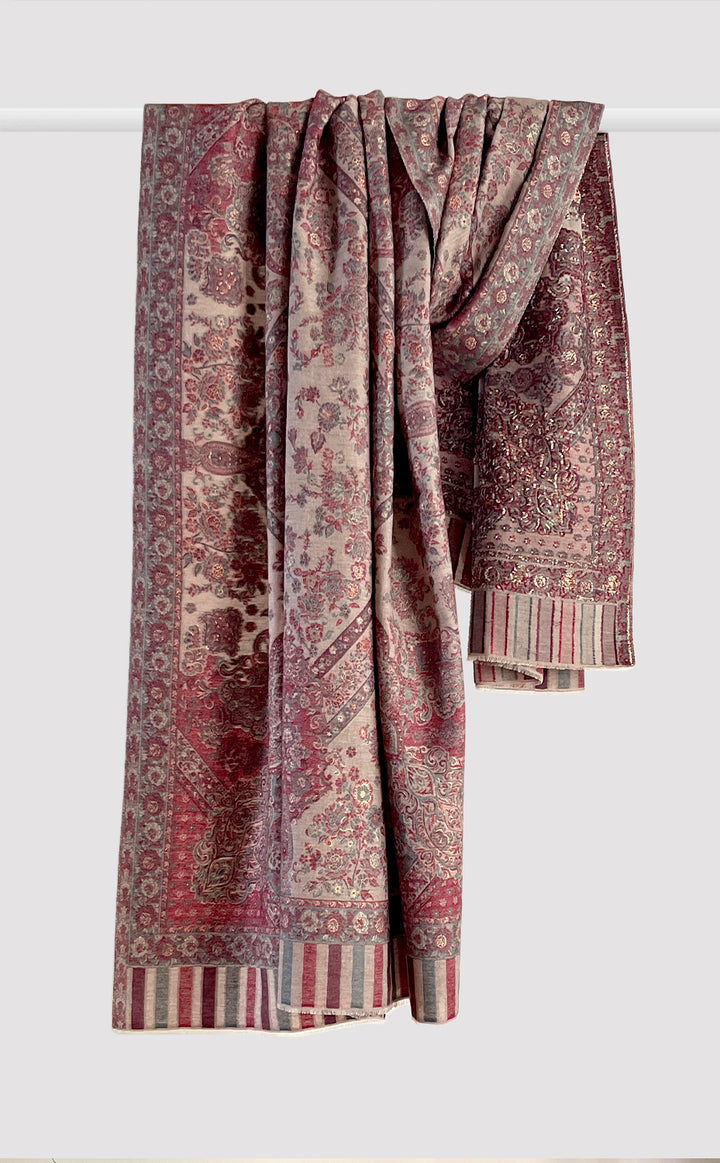 Beige and Rust Intricate Kani Shawl