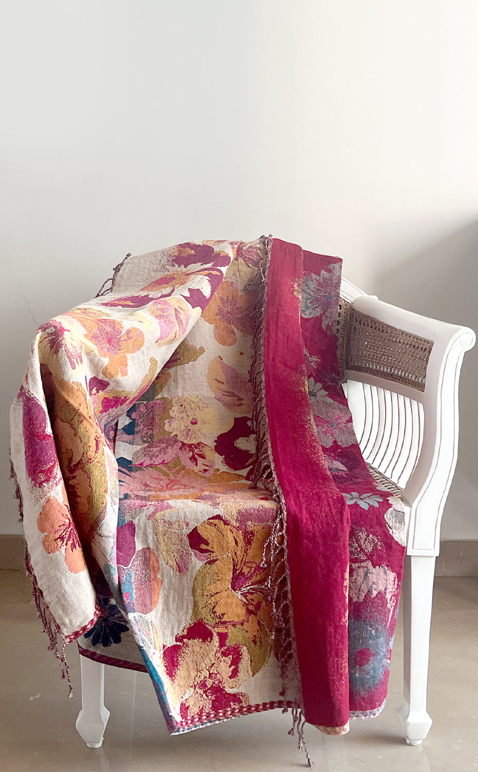 Crimson Floral Throw