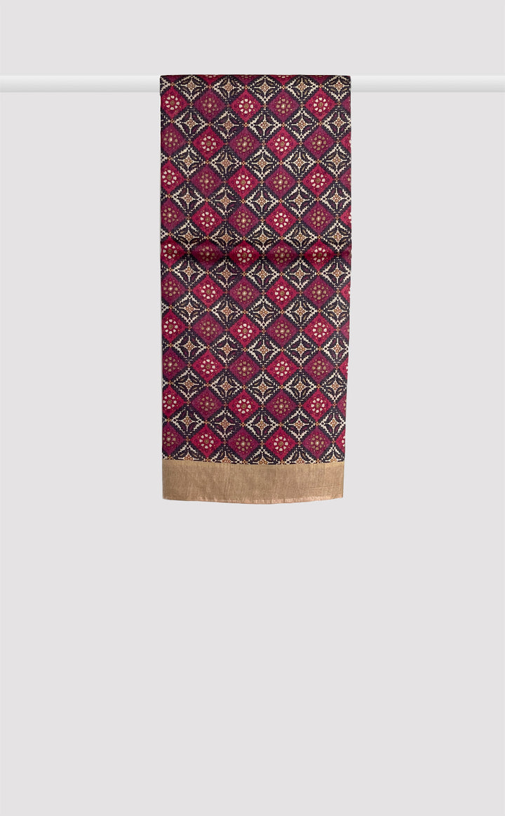 Tussar Georgette Magenta Diamond Saree