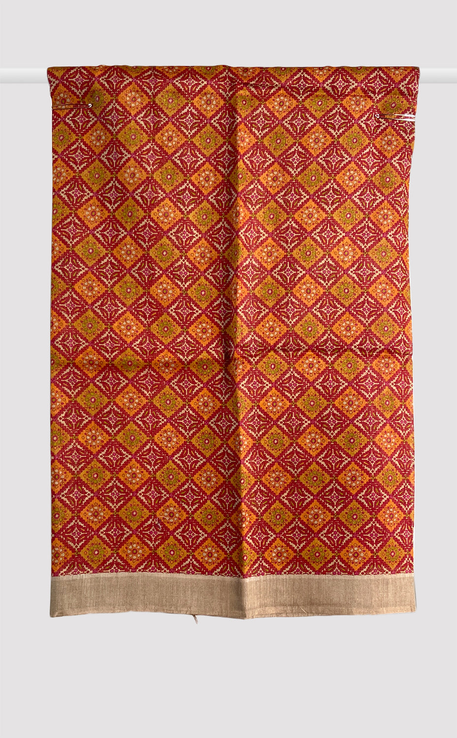Tussar Georgette Yellowish Brown Diamond Saree
