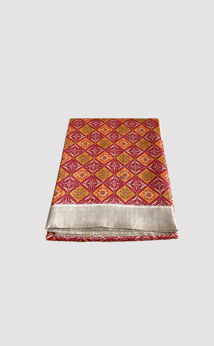 Tussar Georgette Yellowish Brown Diamond Saree