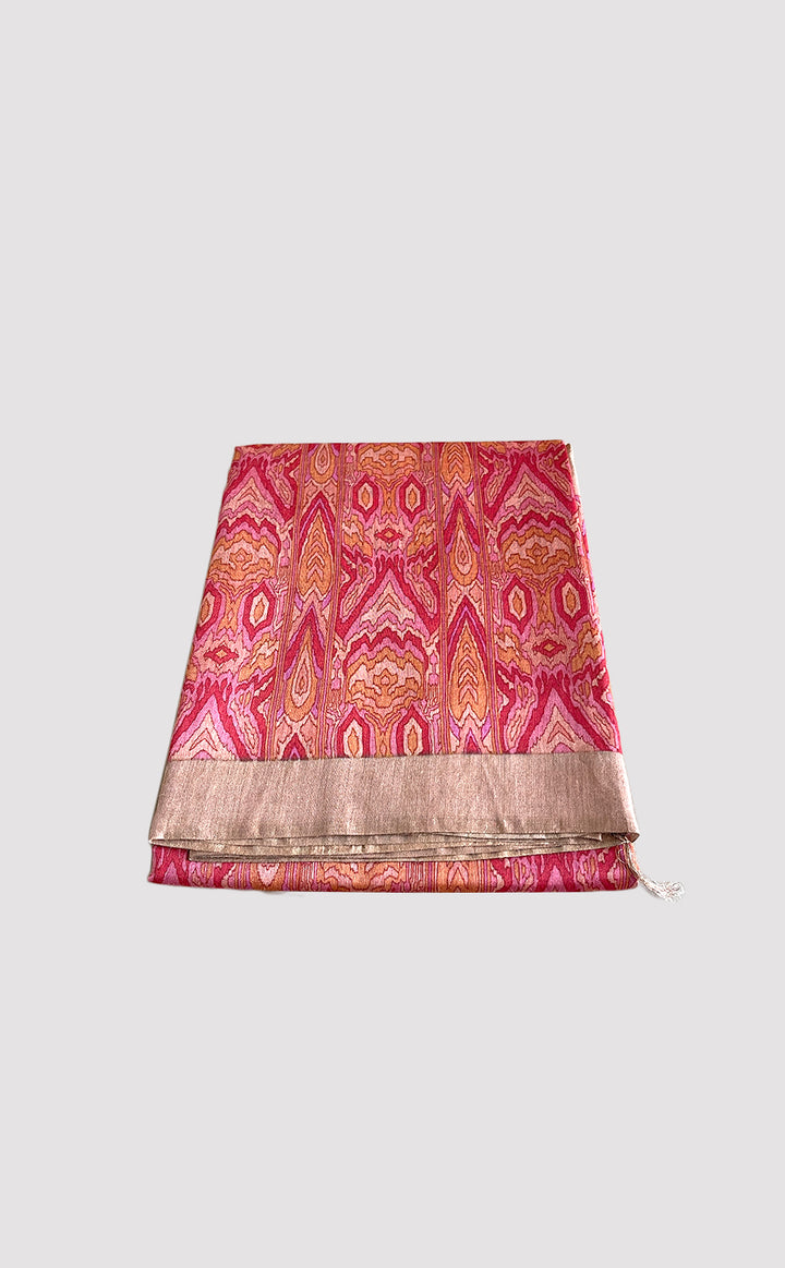 Tussar Georgette Crimson Antique Saree