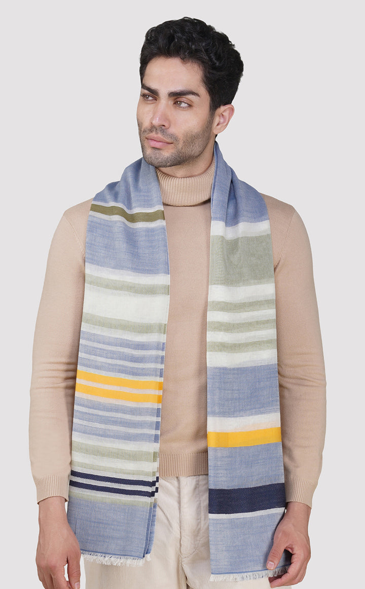 Blue Stripes Cotton Linen Stole
