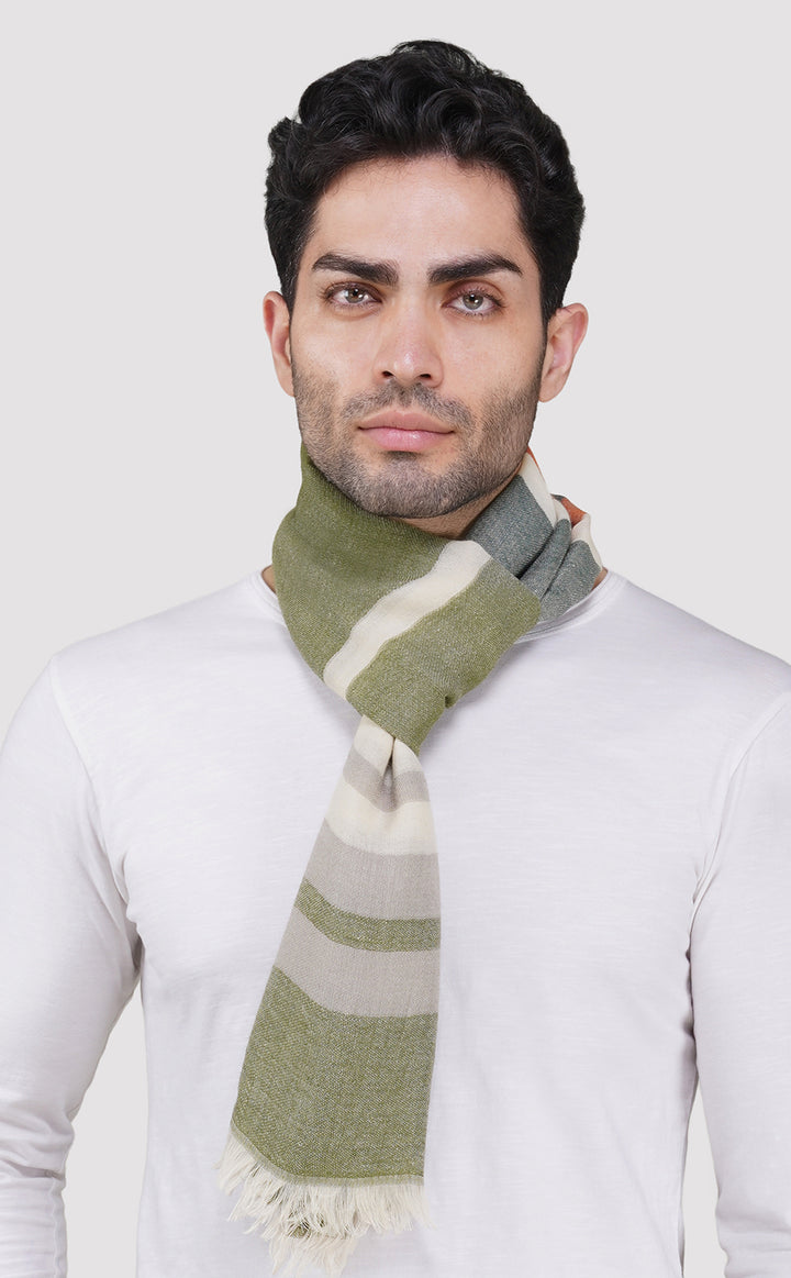 Olive Striped Merino Muffler
