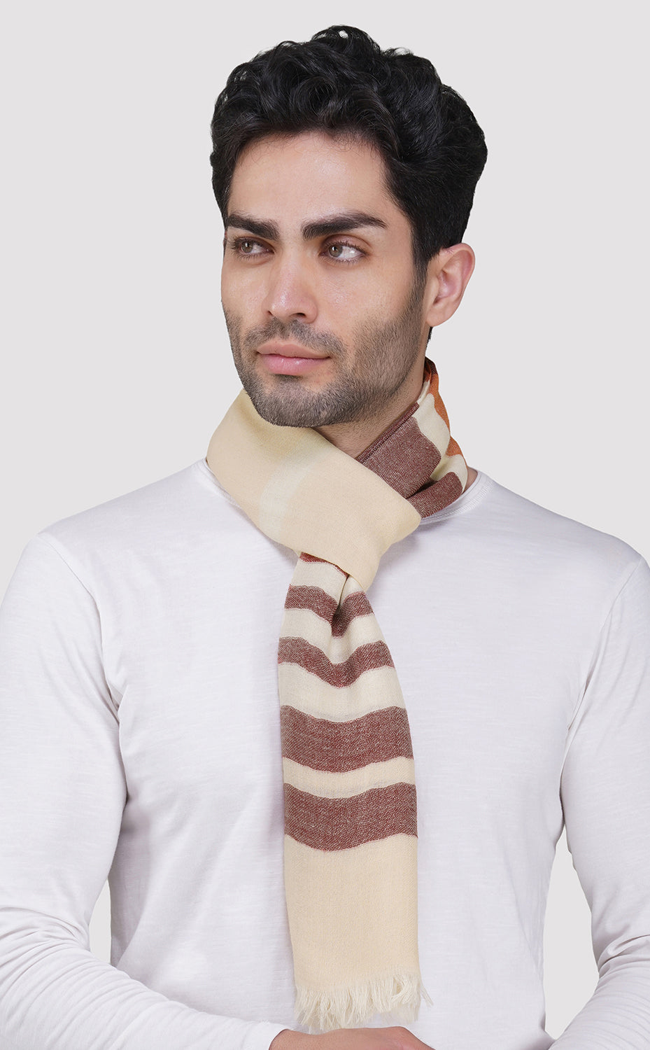 Maroon Striped Merino Muffler