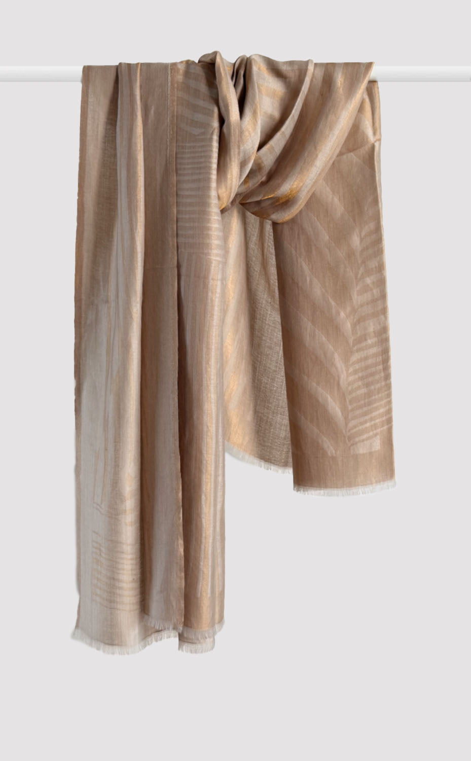 Beige Contour Zari Shawl