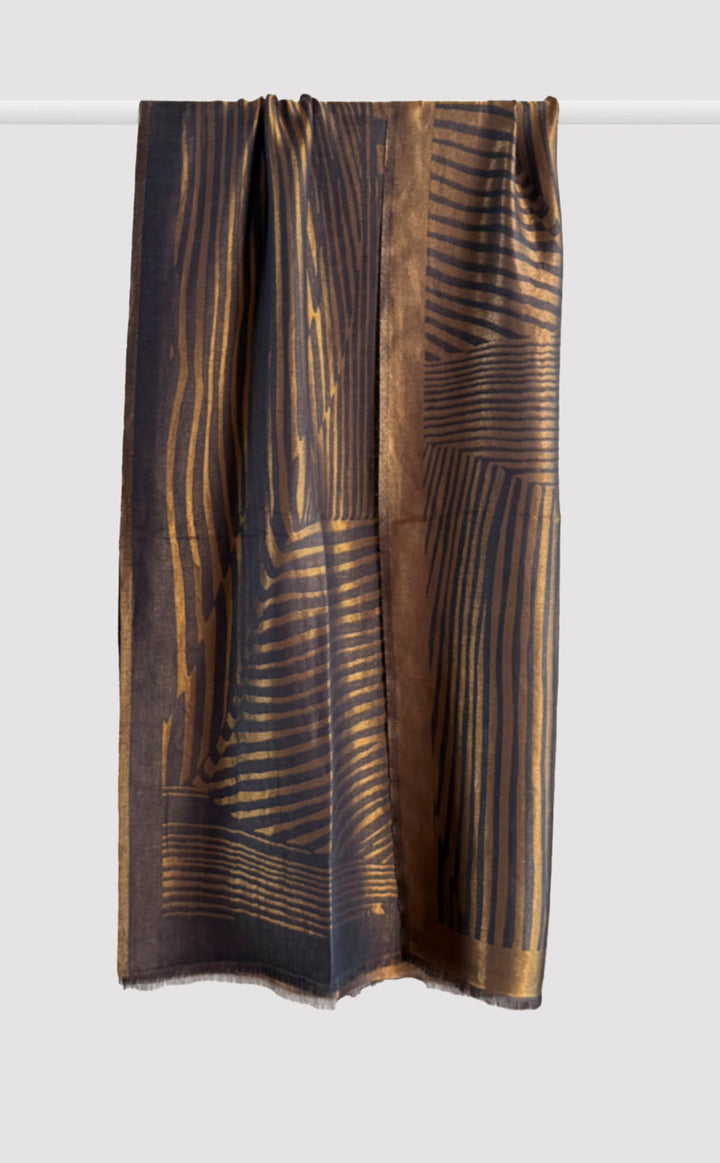 Black Contour Zari Shawl