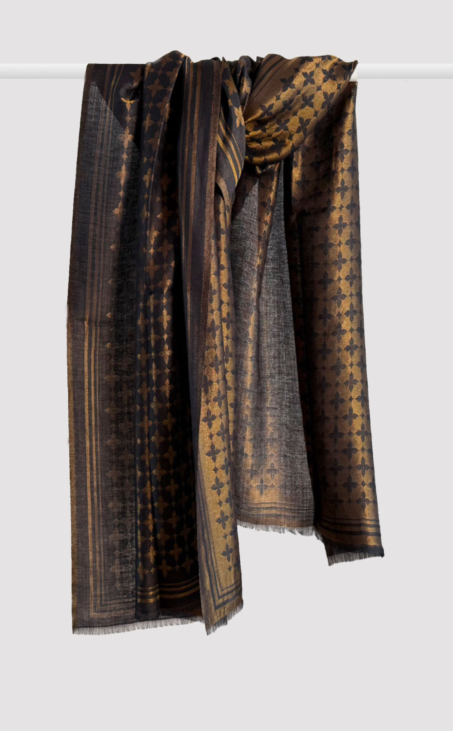 Black Flora Zari Shawl