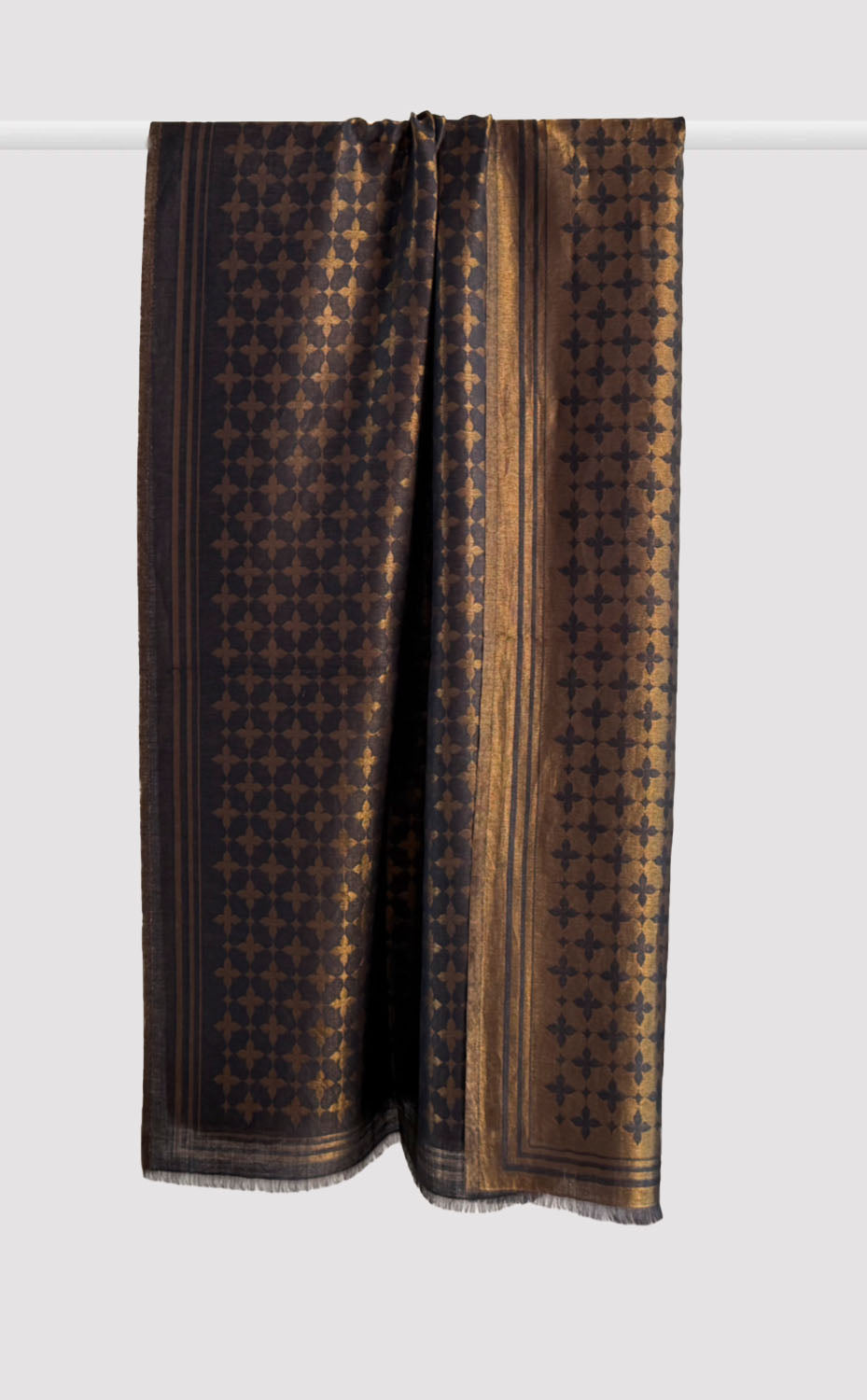 Black Flora Zari Shawl