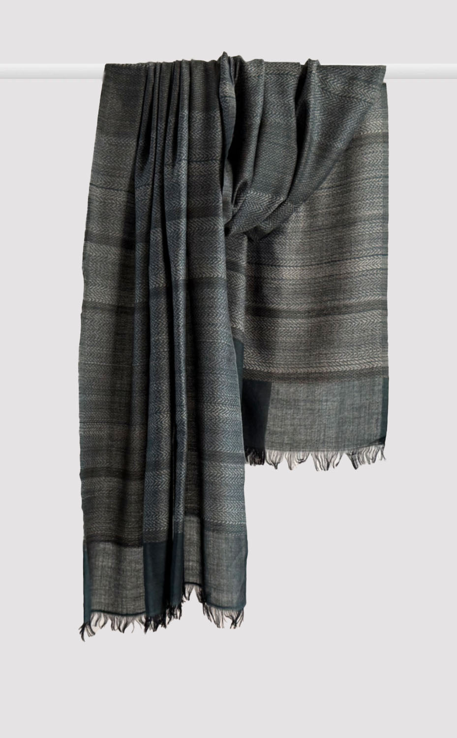 Sage Woven Merino Shawl draped