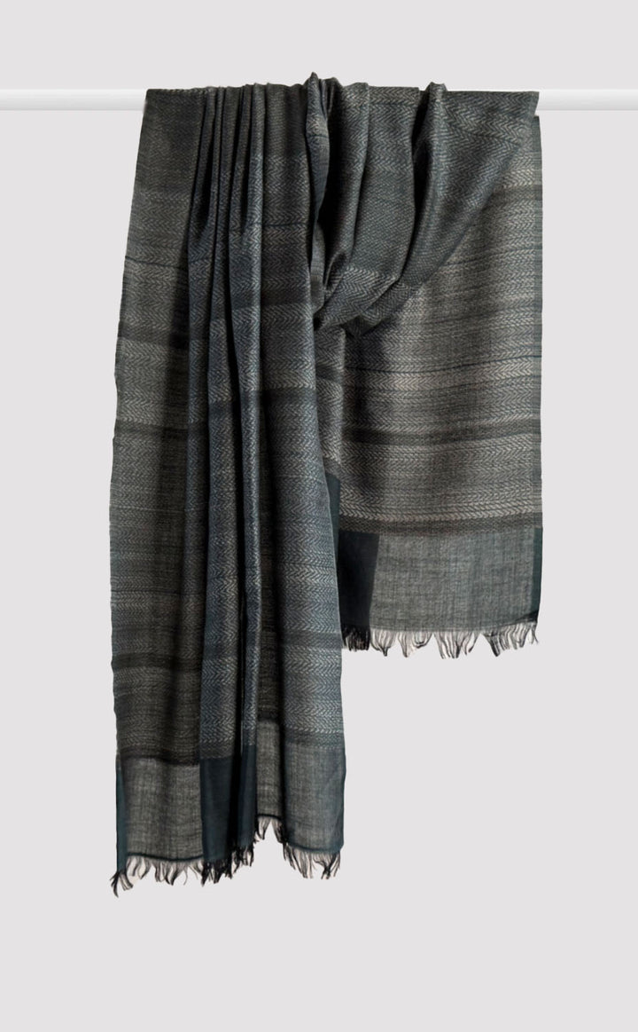 Sage Woven Merino Shawl draped