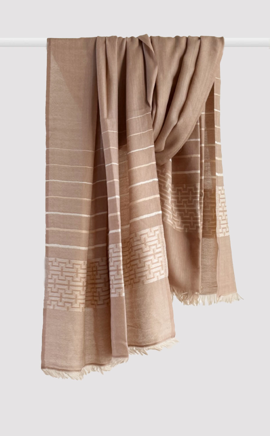 Sand Meander Merino Shawl draped