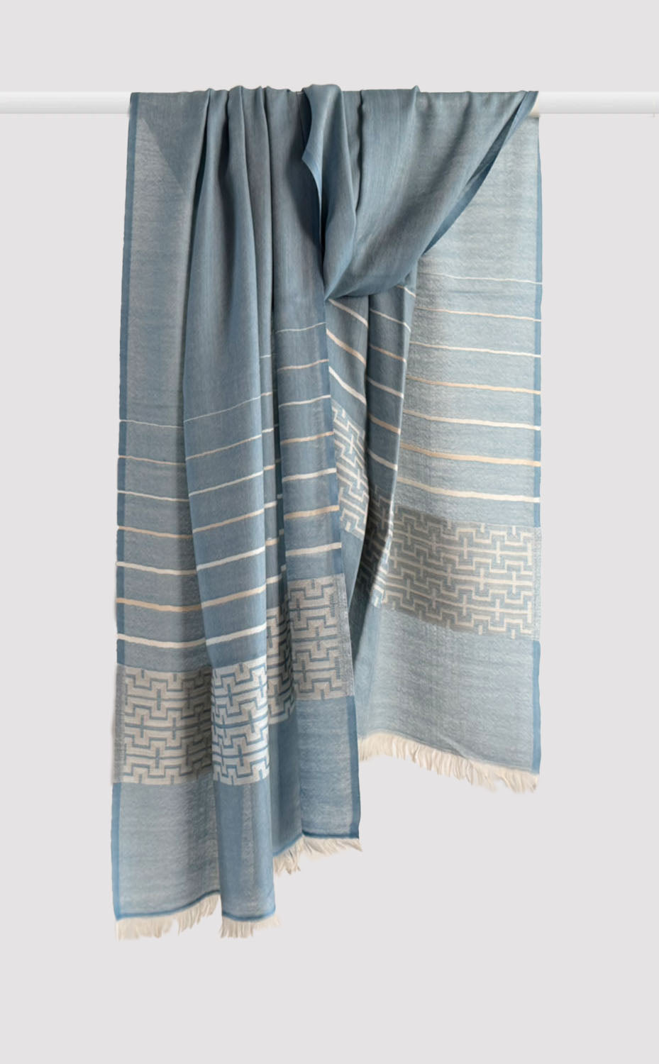 Frost Meander Merino Shawl draped