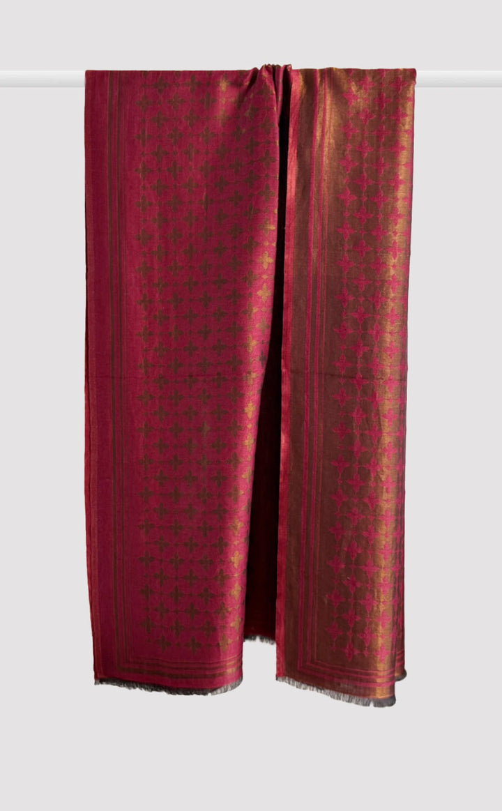 Darkpink/Plum Flora Zari Shawl