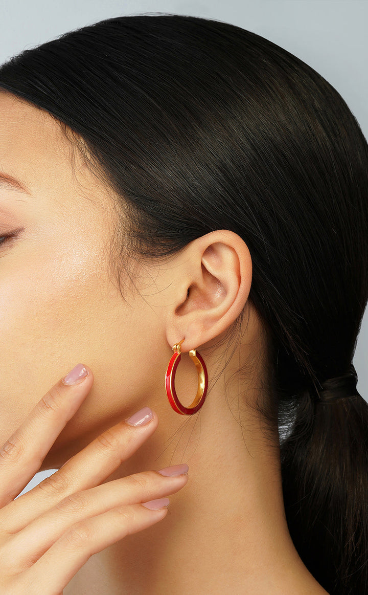 Red Gold Large Hoops