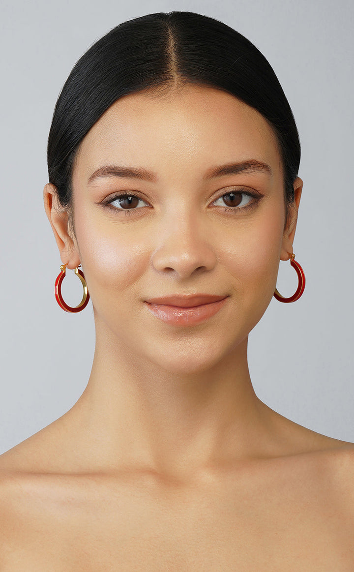 Red Gold Large Hoops