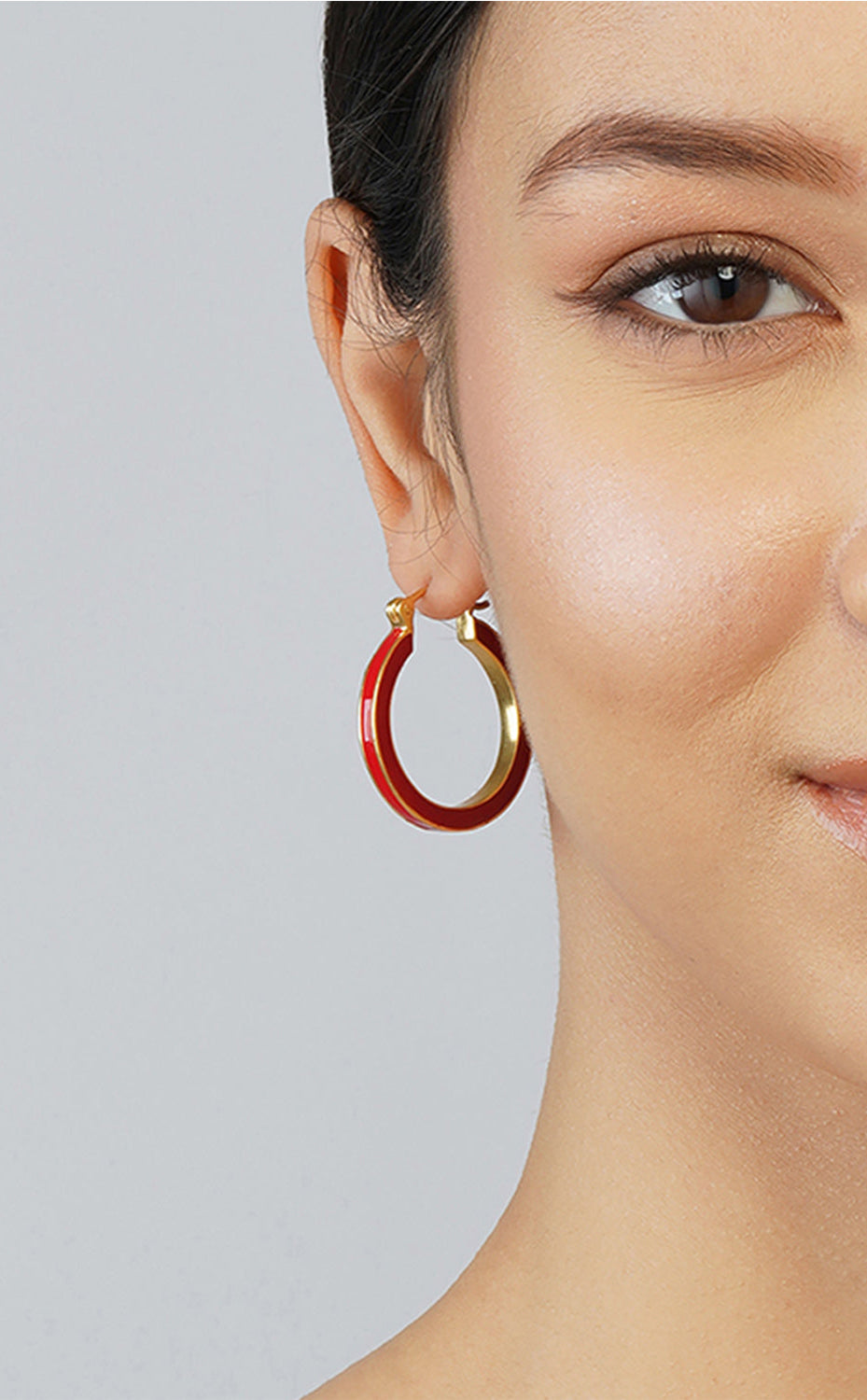 Red Gold Large Hoops